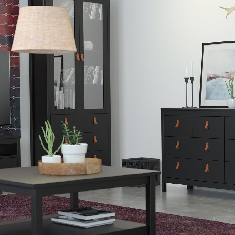 Cynteria Four Leg Coffee Table with Storage, Black