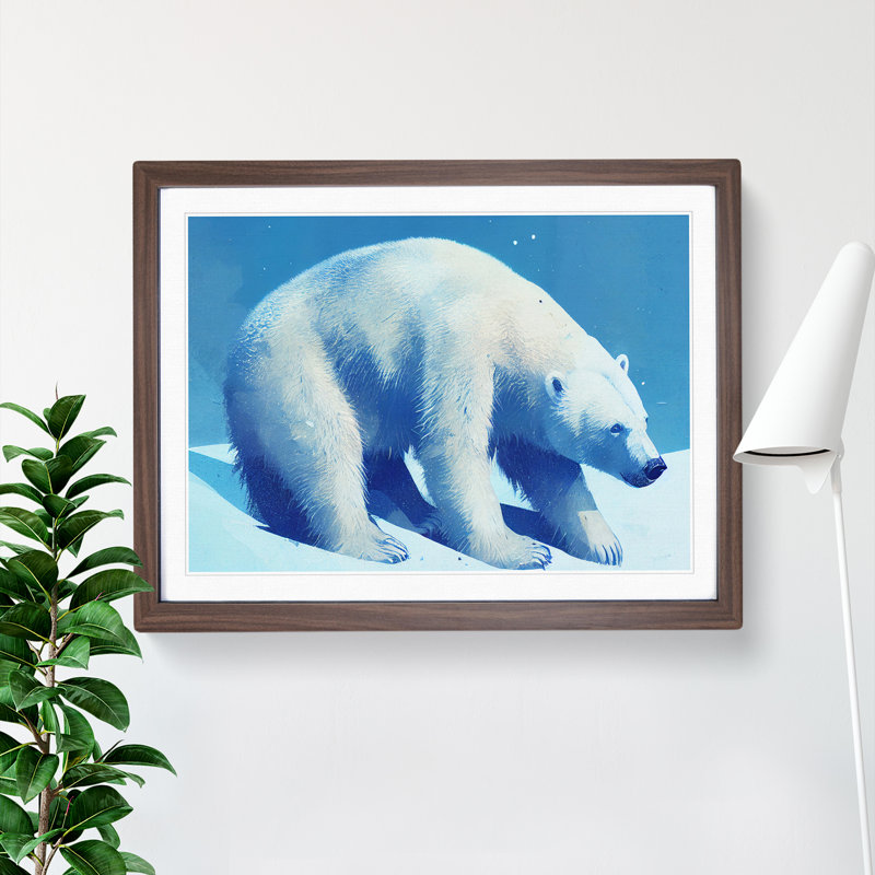 Polar Bear Vol.1 - Single Picture Frame Painting, Walnut, 46cm H x 64cm W x 2cm D