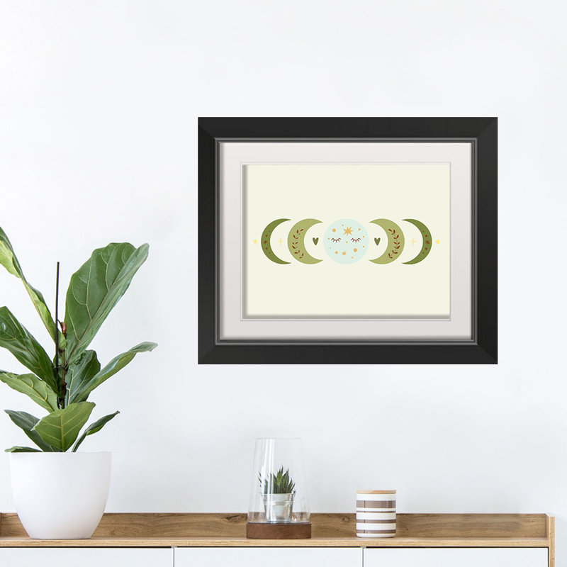 Phases de lune, art encadré, H 14 po x l 11 po x P 1 po