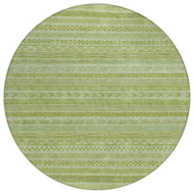 Luthyra Green Washable Indoor-Outdoor Rug - LOOMLAN