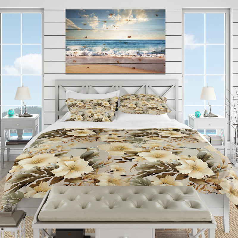 Ensemble de housse de couette Natural Tranquility Tropical, Housse de couette simple + 1 taie décorative stan