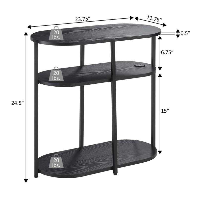 Table de bout Ramos à 3 niveaux avec ports USB Ramos, Noir