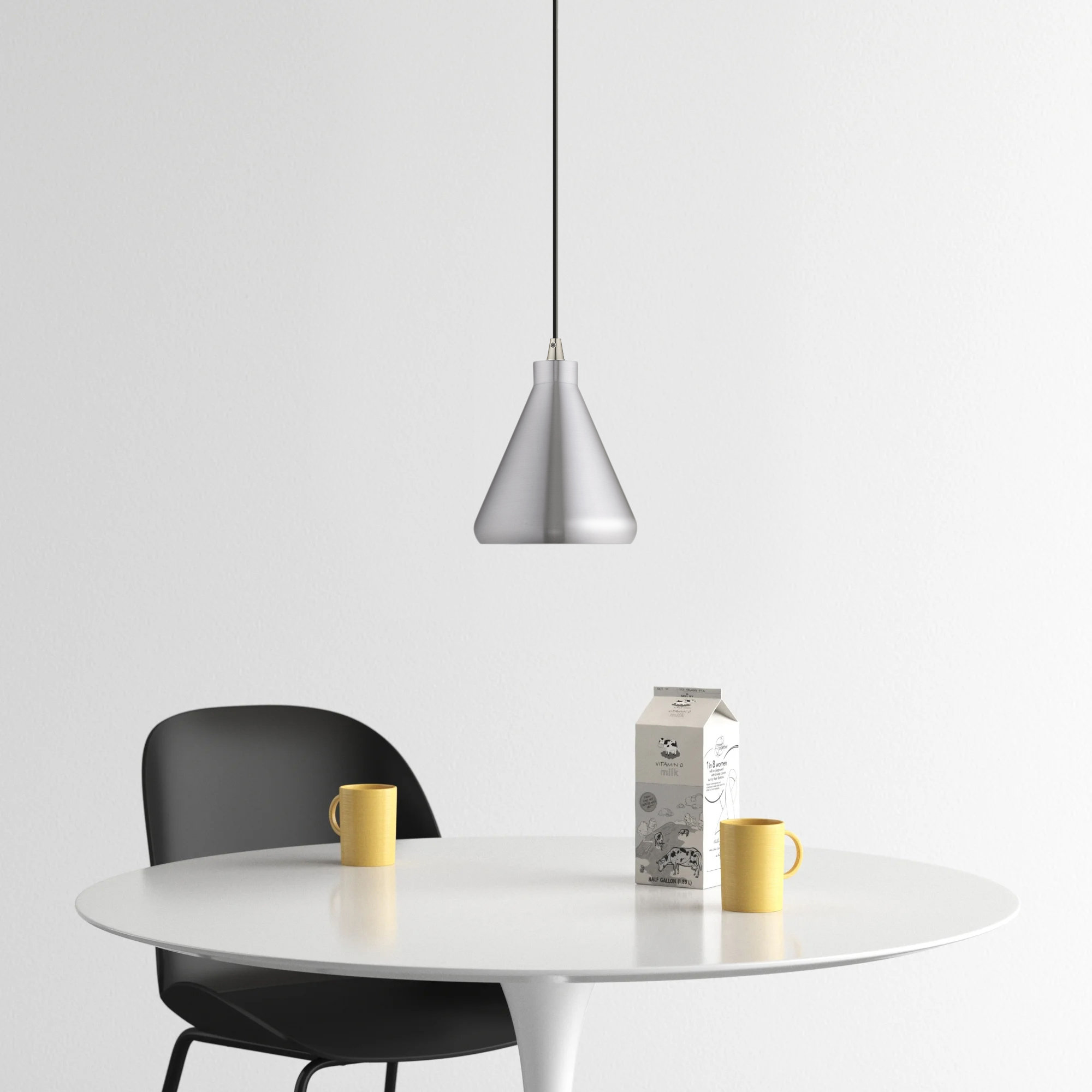 Schultz Metal 1-Light Single Dome Pendant with Adjustable Hanging Height , 13" H x 7" W x 7" D, Brushed Aluminum