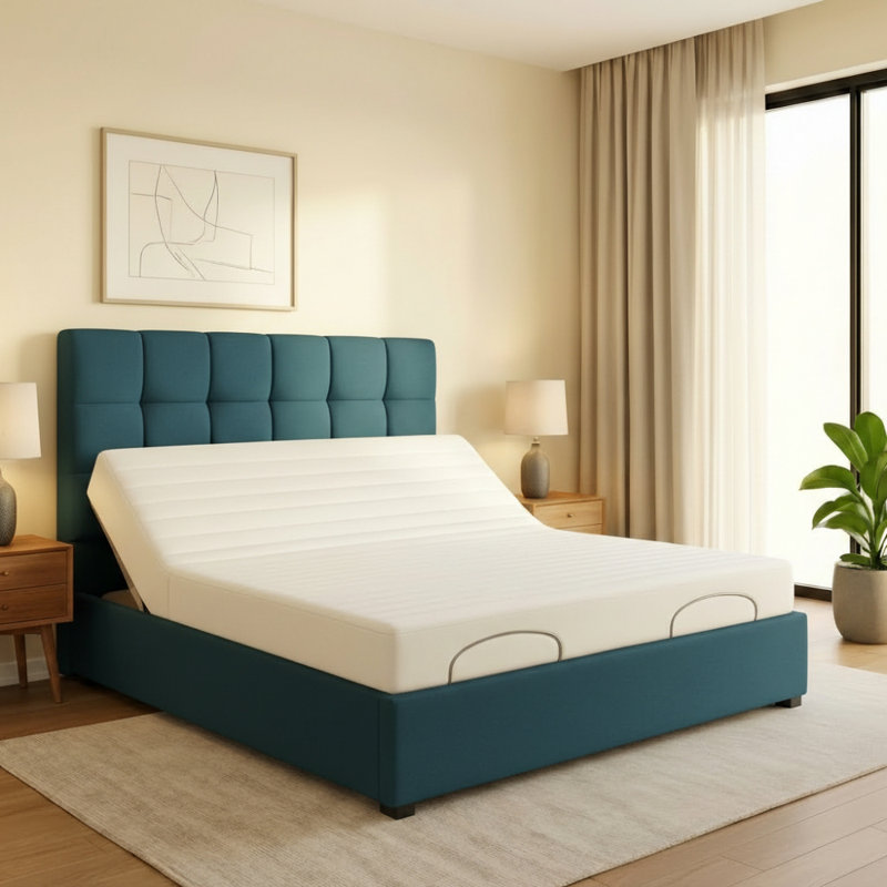 Upholstered Bed, Plush Teal, Double (4ft6): 140 cm x 209 cm