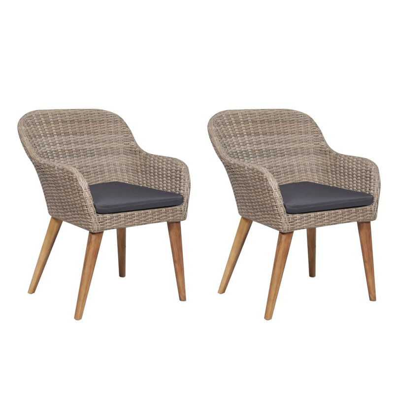 Chaise de patio avec coussins Diwata, Brun