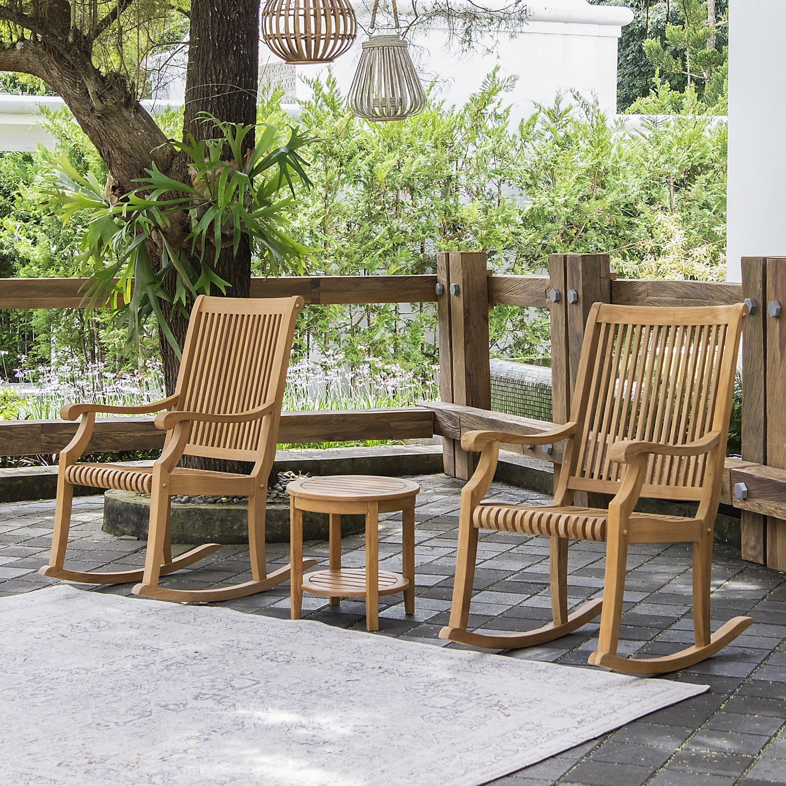 Argon Teak Wood Porch Rocking Chair