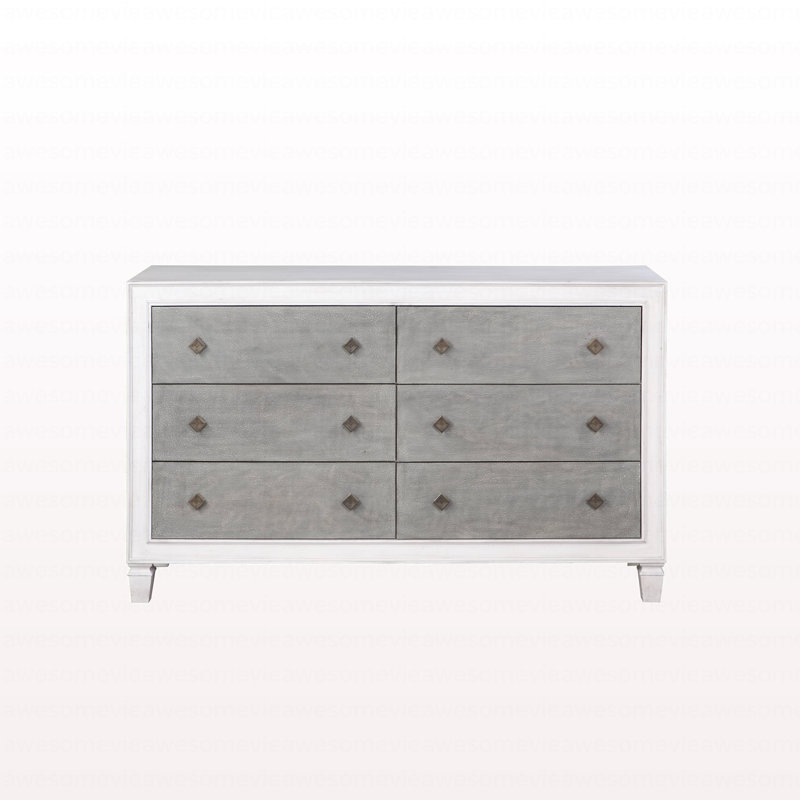 Commode moderne rustique gris et blanc vieilli