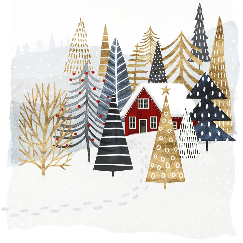 «Christmas Chalet I» par Victoria Borges - impression sur toile tendue, H 36 po x l 36 po