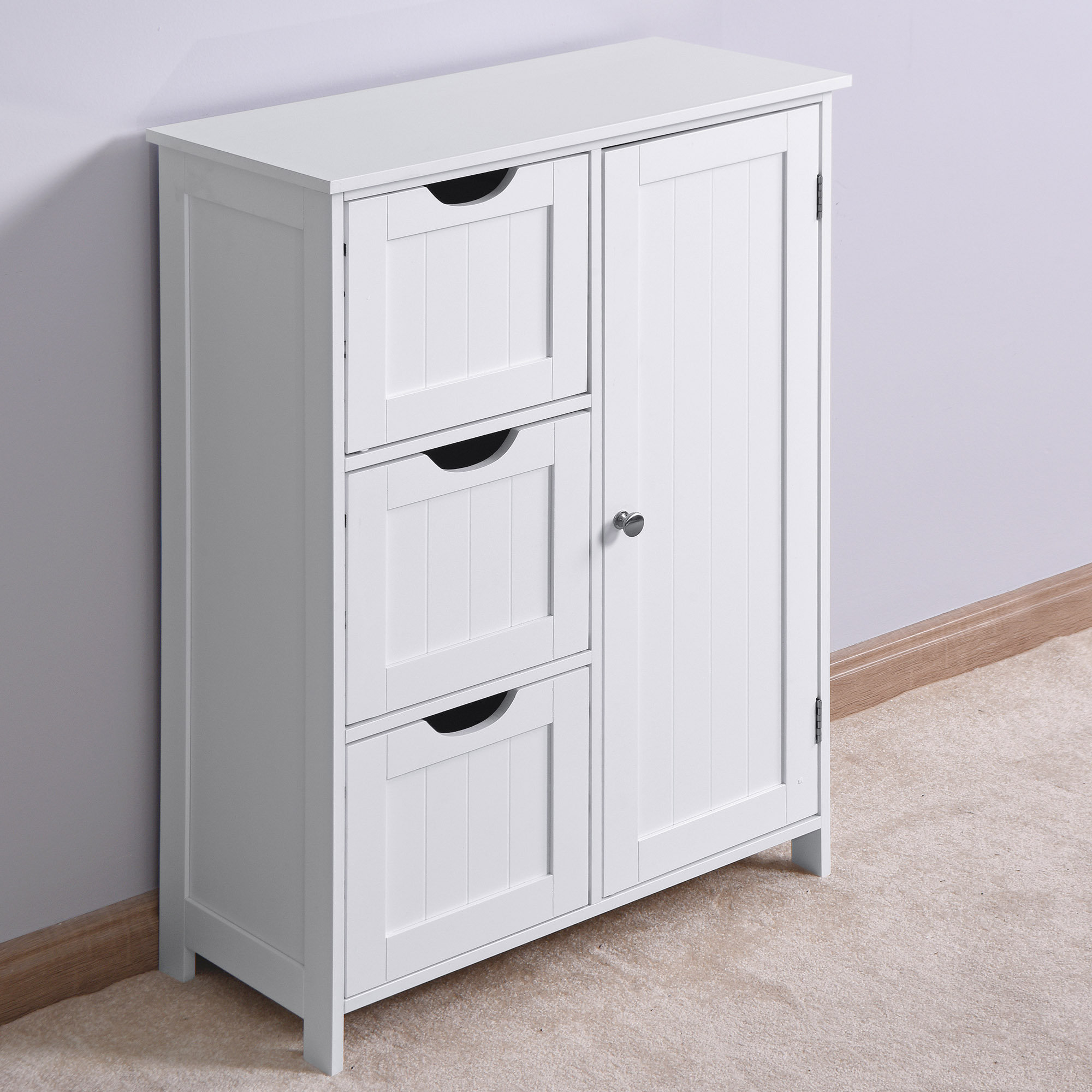 Winston Porter Bathroom Storage Cabinet, White Floor Cabinet With 3 ...
