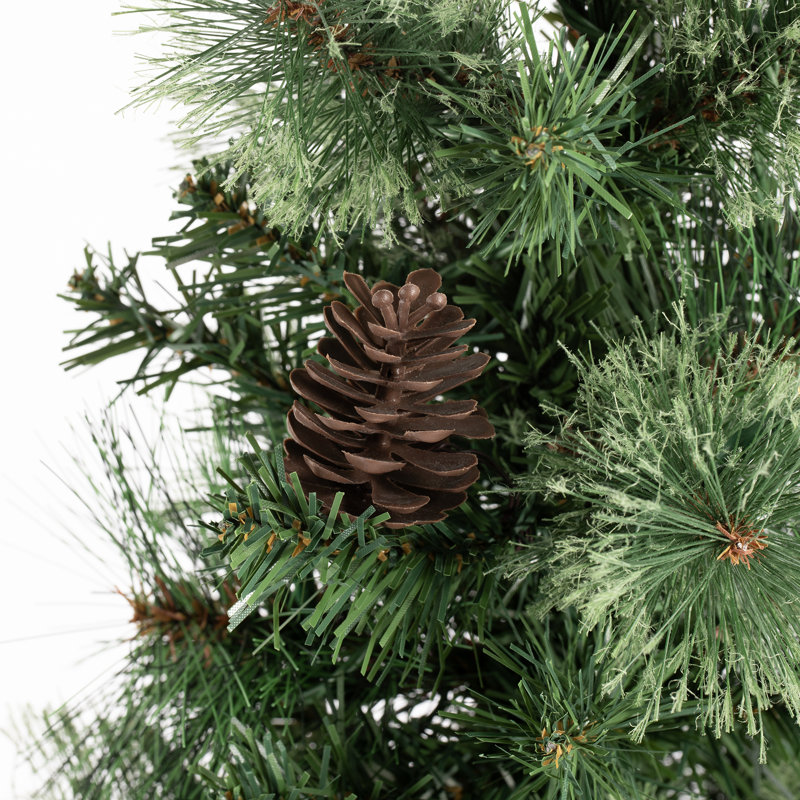 Arbre de Noël pré-éclairé pin vert avec lumières cachemire, 5'