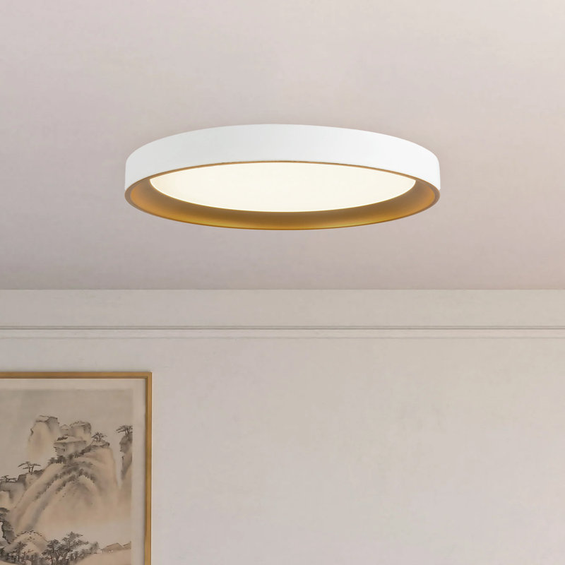 Nix 12-in Black dimmable LED Flush Mount, White/Gold