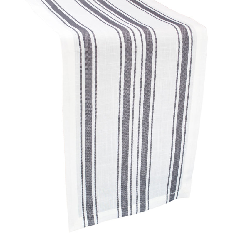 Chemin de table rayé en mélange de polyester et de polyester (l 14 po x L 90), Gris