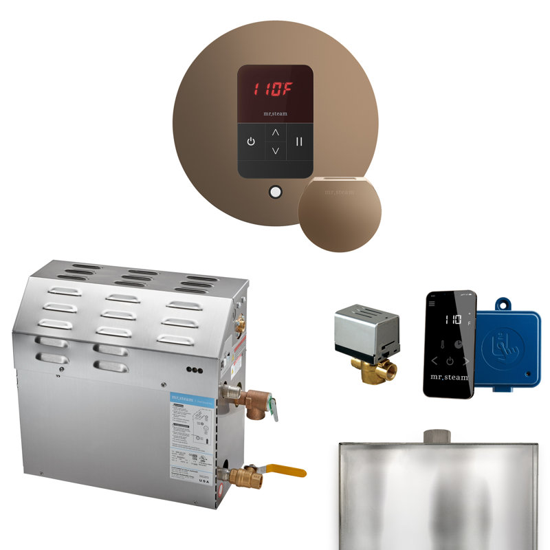 Ensemble de générateur de douche à vapeur MS 5 kW (5 000 W) avec contrôle rond d'iTempo et accessoires, Bronze