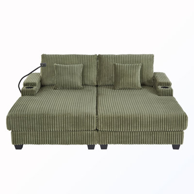 Adjustable Backrest  Chaise Sofa With Phone Holder And Storage Compartments
