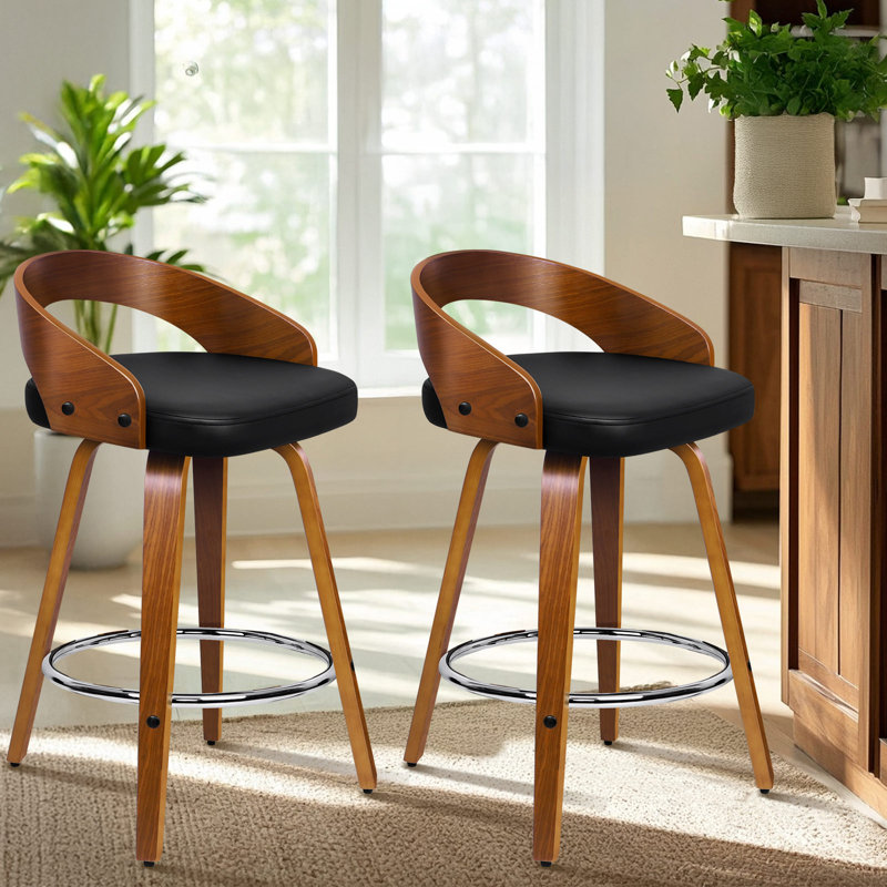 Swivel Upholstered Counter Stool with Metal Frame
