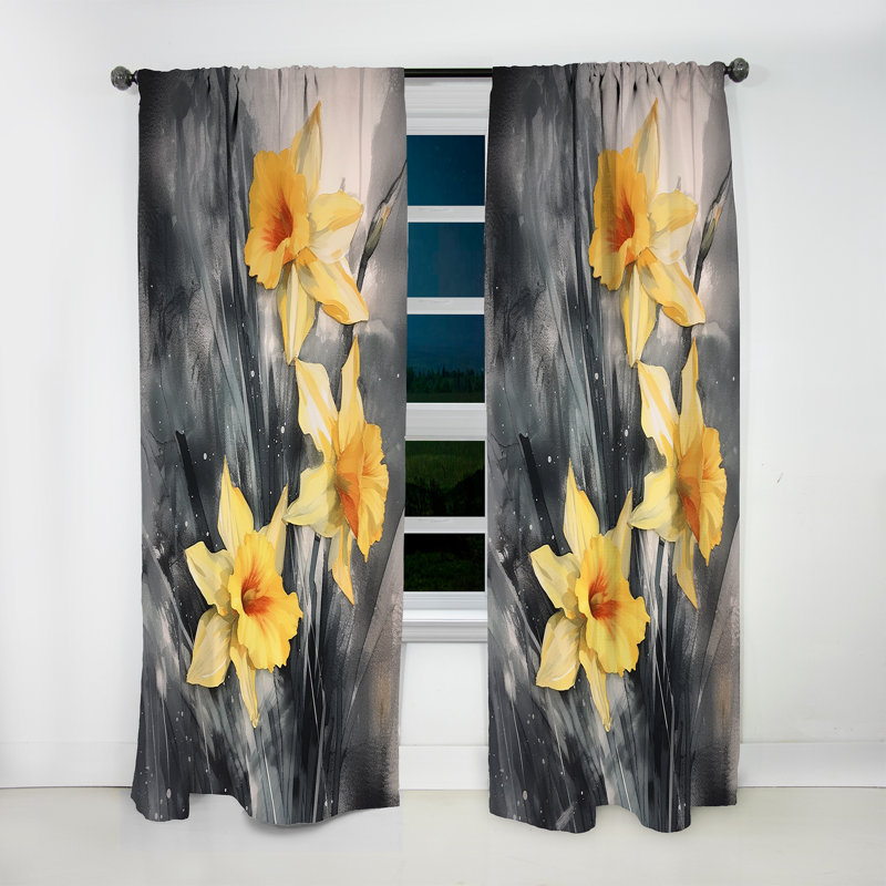 Impression de jonquilles Kimbolton jaune gris Natures II, L 52 po x L 63 po
