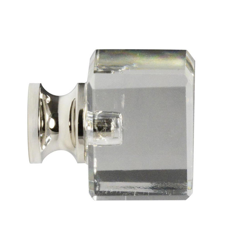 Poignée carrée 1 po Elegance, Transparent / nickel poli
