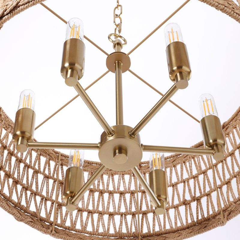 Beatric 6-Light Dimmable Drum Chandelier, Gold