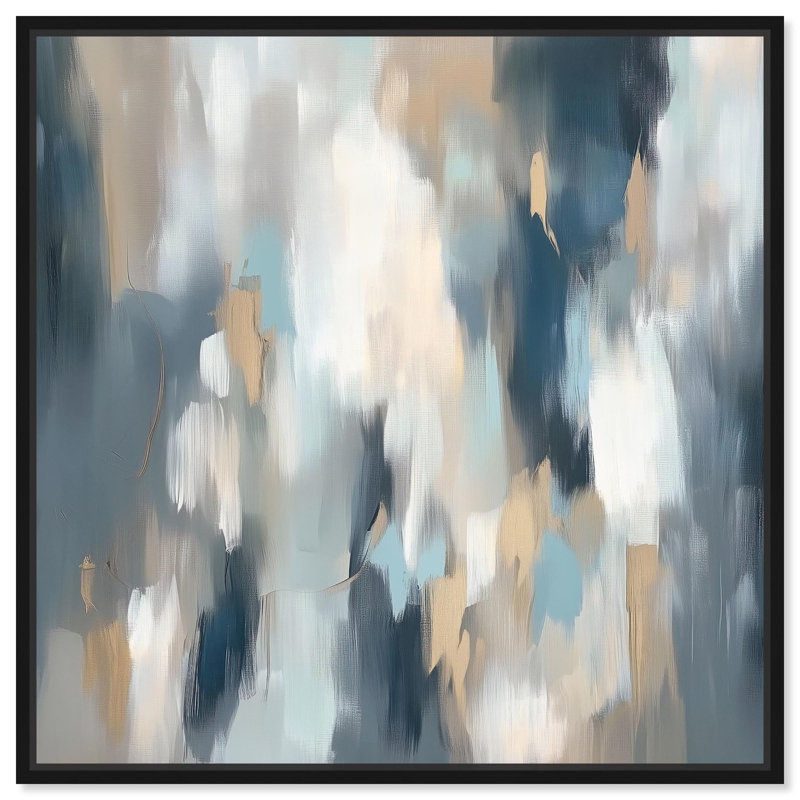 Toile abstraite bleue délavée Art Remedy, bleu et gris lumineux, H 13 po x l 13 po, Cadre flottant noir