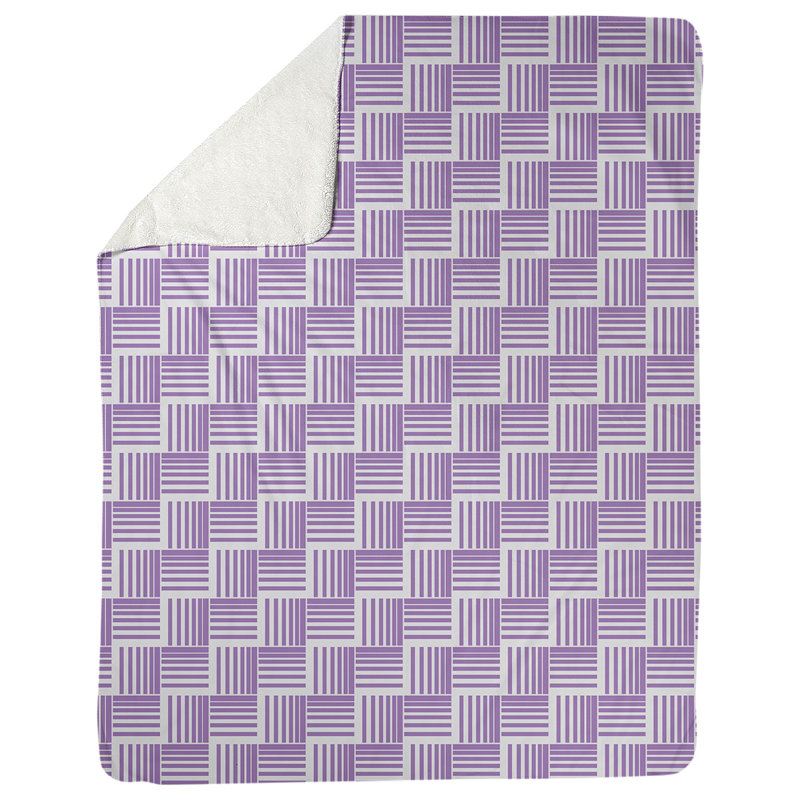 Couverture polaire à rayures classic basketweave, l 50 po x L 60 po, Violet / Blanc