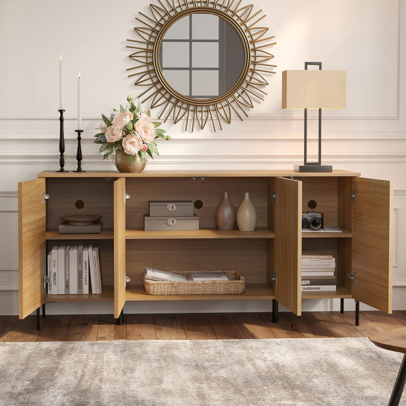 Ensemble de table de chevet et de chevet 3 pièces Modern Minimalist, Chêne