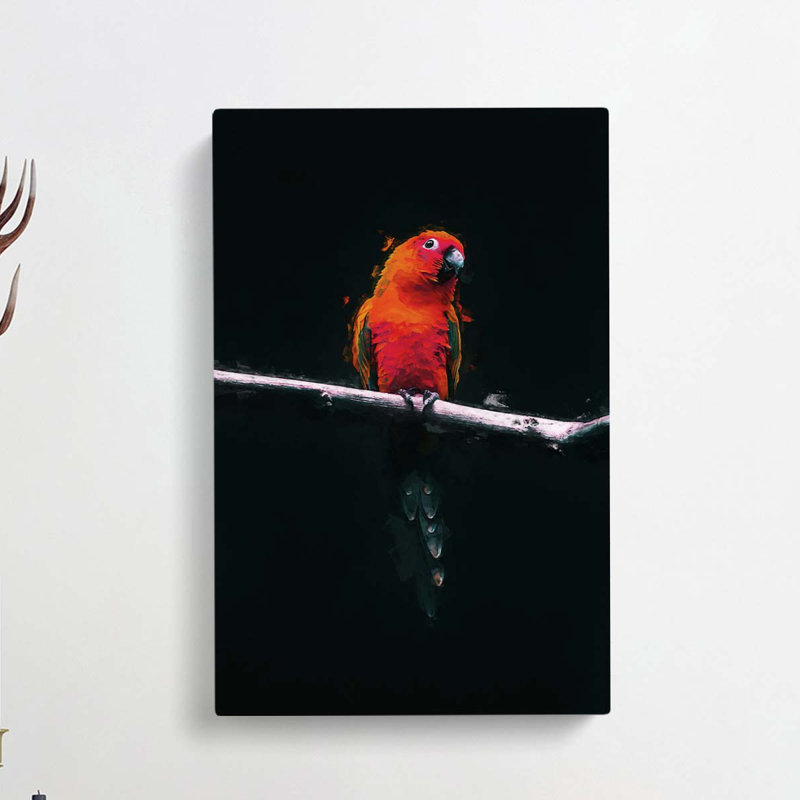 Perched Parrot In Abstract - Wrapped Canvas, 91cm H x 60cm W x 3cm D