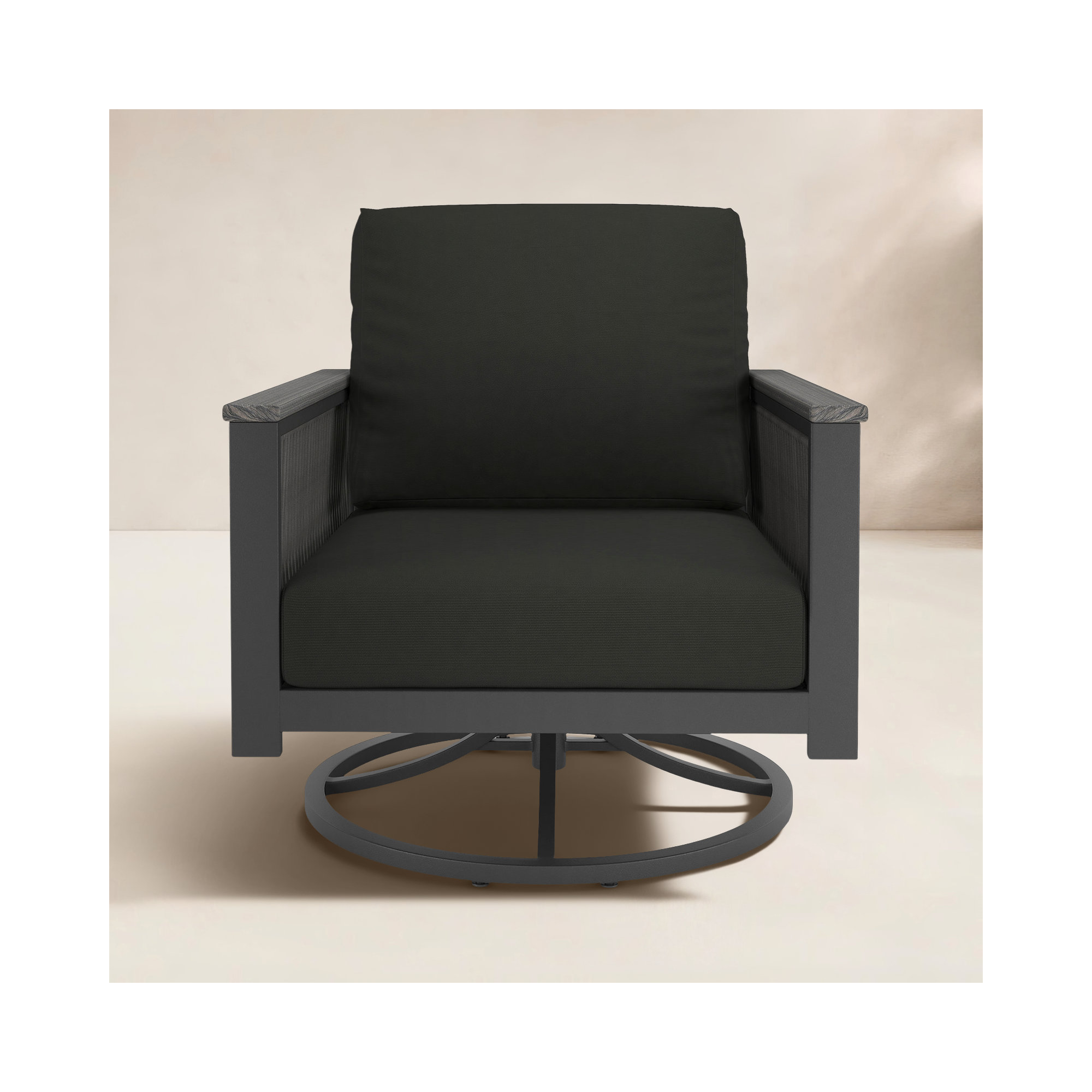 Townsend Outdoor Swivel Rocking Chair with Sunbrella® Cushion, Canvas Black Sunbrella® Canvas