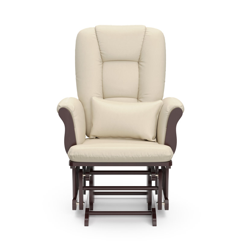 Tuscany Rocking Chair Glider with Ottoman, Espresso, Beige