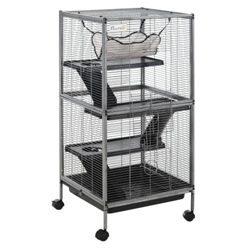 Cage en métal pour petits animaux, Gris