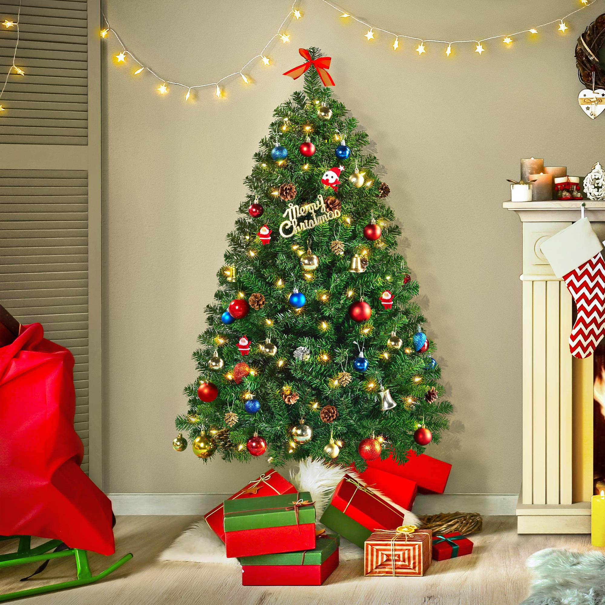 The Holiday Aisle® 4.5Ft Pre-Lighted Artificial Hinged Christmas Pine ...