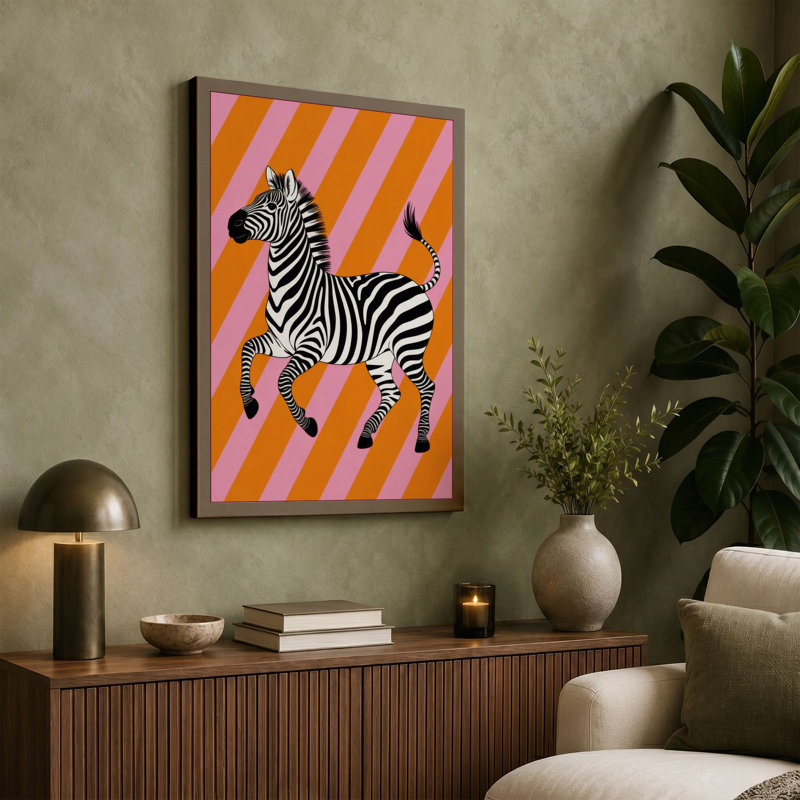 Striped Geometry Modern - Print, 30x20 - 76.2 x 50.8 cm, Sage Border