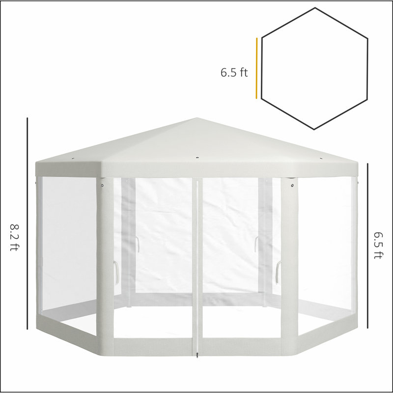 Tente de réception d'extérieur 13 pi x 11 pi Outsunny, Blanc
