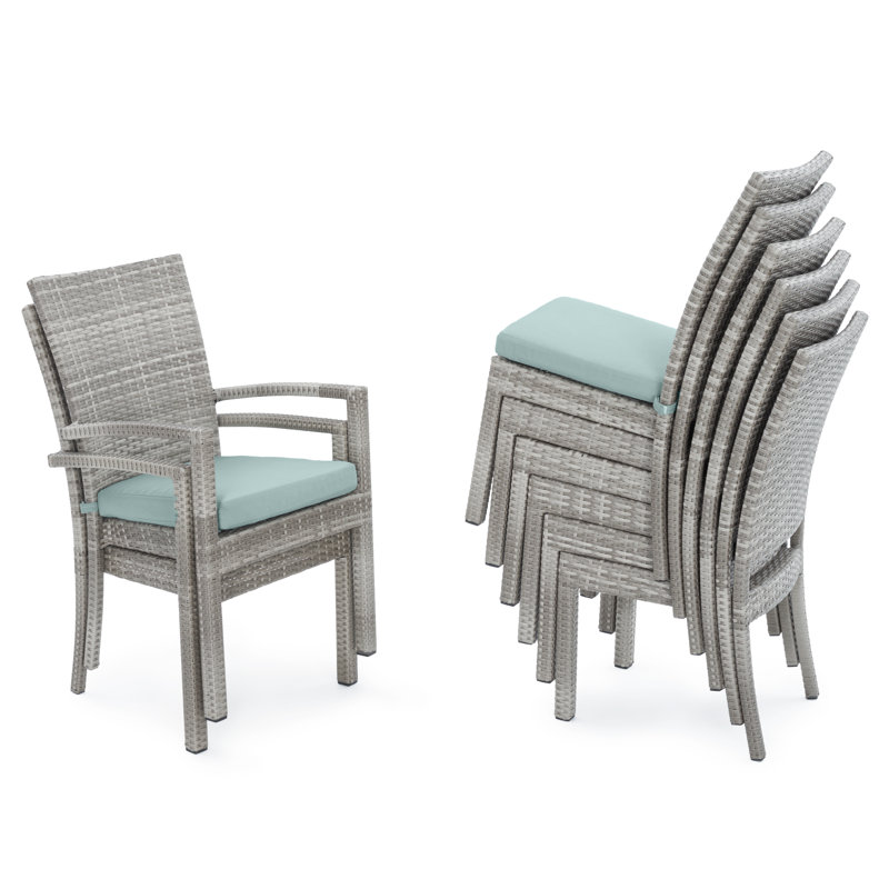 Cannes 9 Piece Dining Set with Cushions, Gray Frame/Spa Blue Cushion