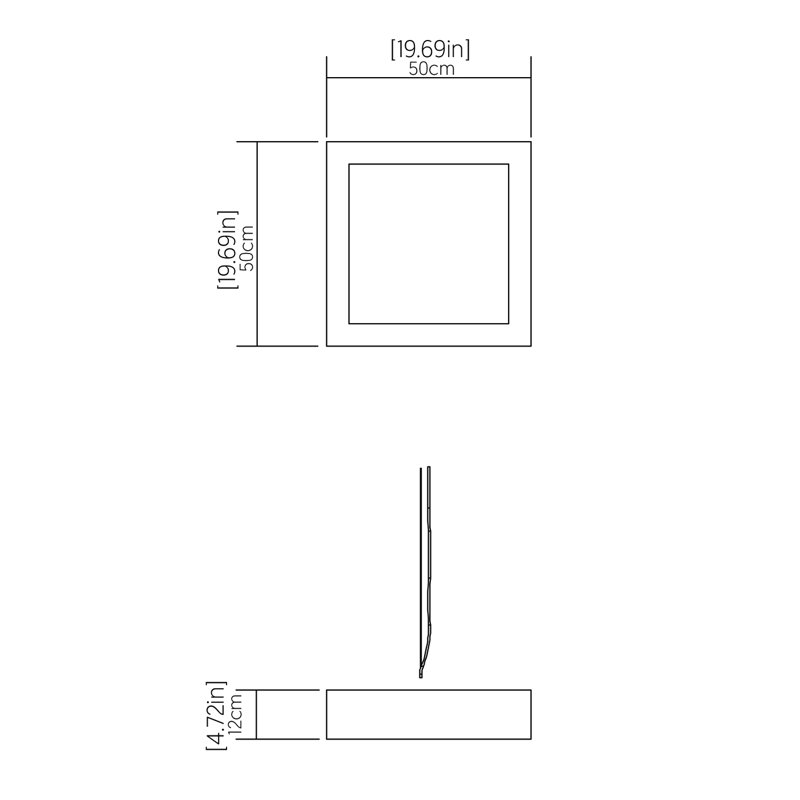 Plafonnier encastré 1 lumière DEL Ripado, Imbuia, H 4,68 po x l 19,5 po x P 19,5 po