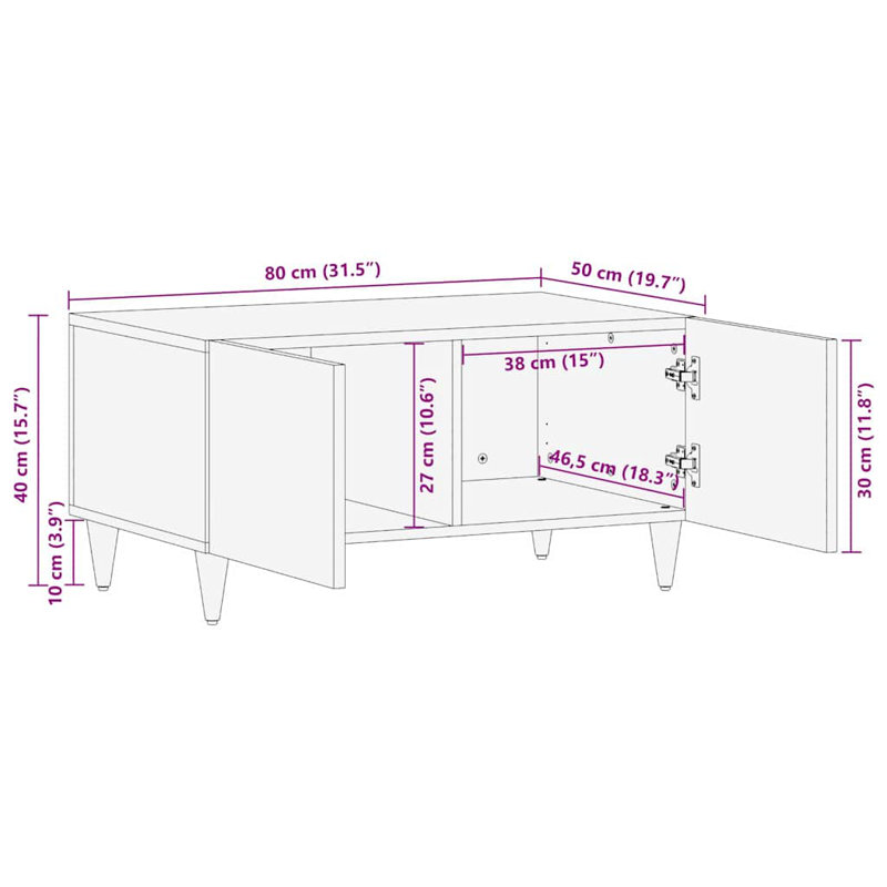 Solid Wood Coffee Table with Storage