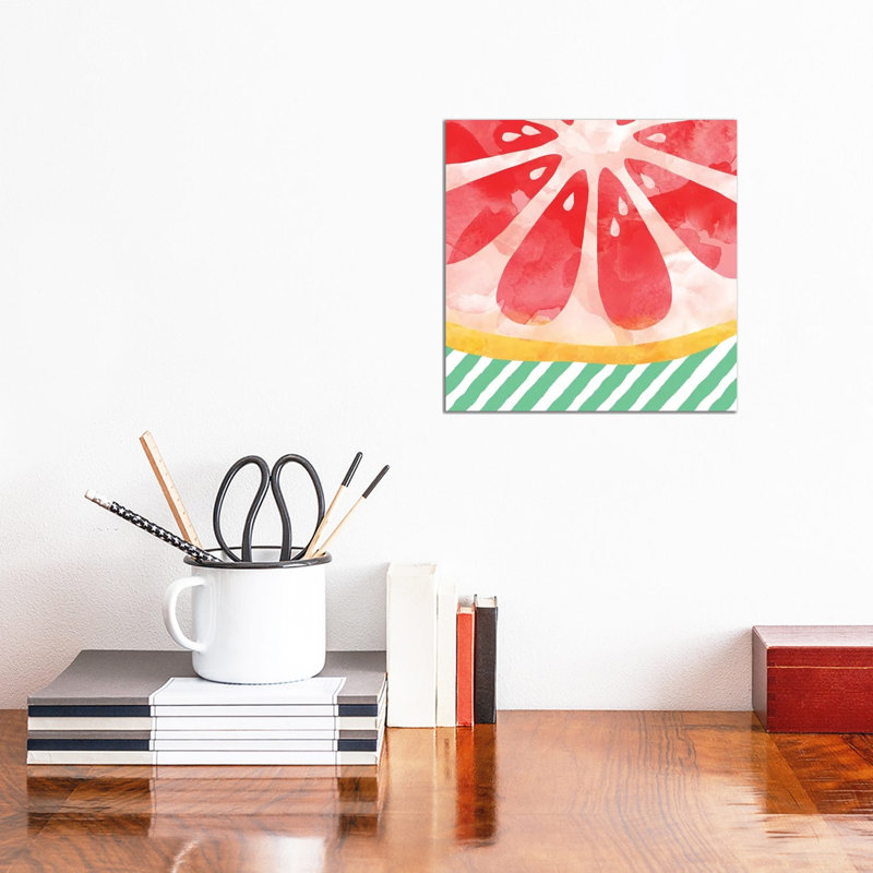 Red Grapefruit Abstract 1 Piece Wrapped Canvas Painting, 30.48cm H x 30.48cm W x 1.91cm D