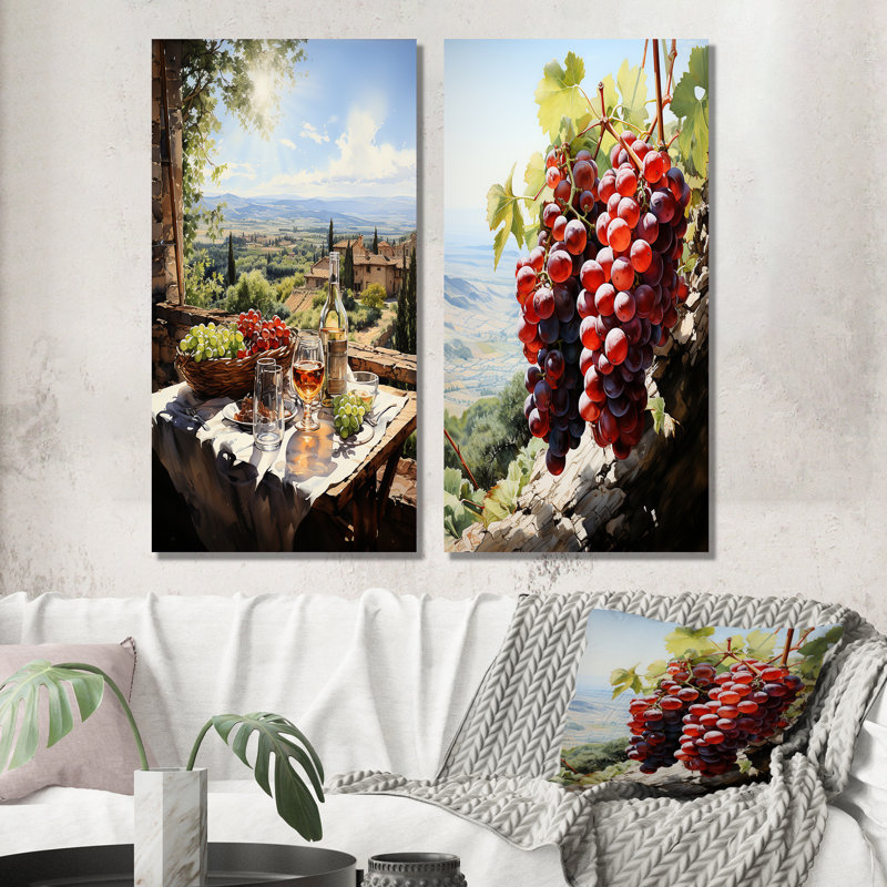 «Vineyard Rendezvous In Rioja», 2 pièces, Toile tendue, H 24 po x l 20 po