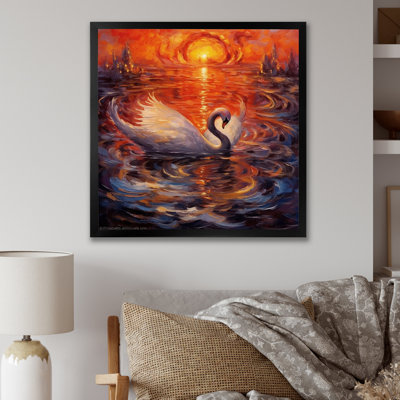 " White Swan At Majestic Sunset "