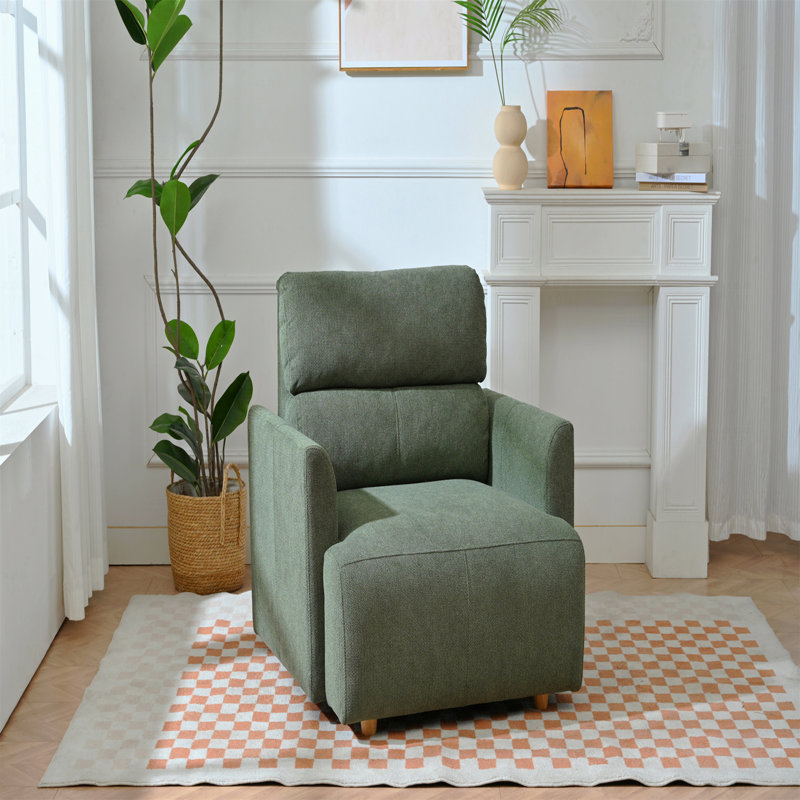 Fauteuil d'appoint rembourré avec repose-pieds avec rangement, Vert foncé