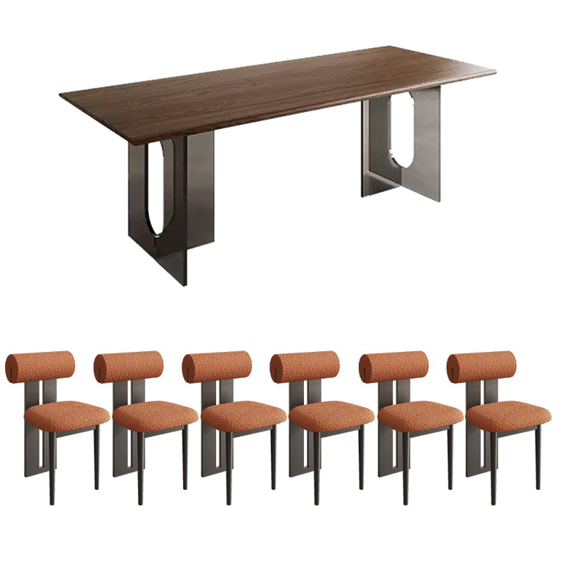1 6 - Person Solid Wood Top Double Pedestal Dining Set, 29.53"H x 55.12"L x 27.56"W