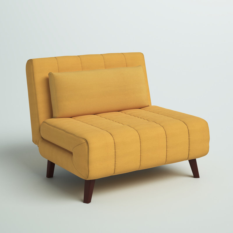Chaise convertible rembourrée Jazariah, Moutarde
