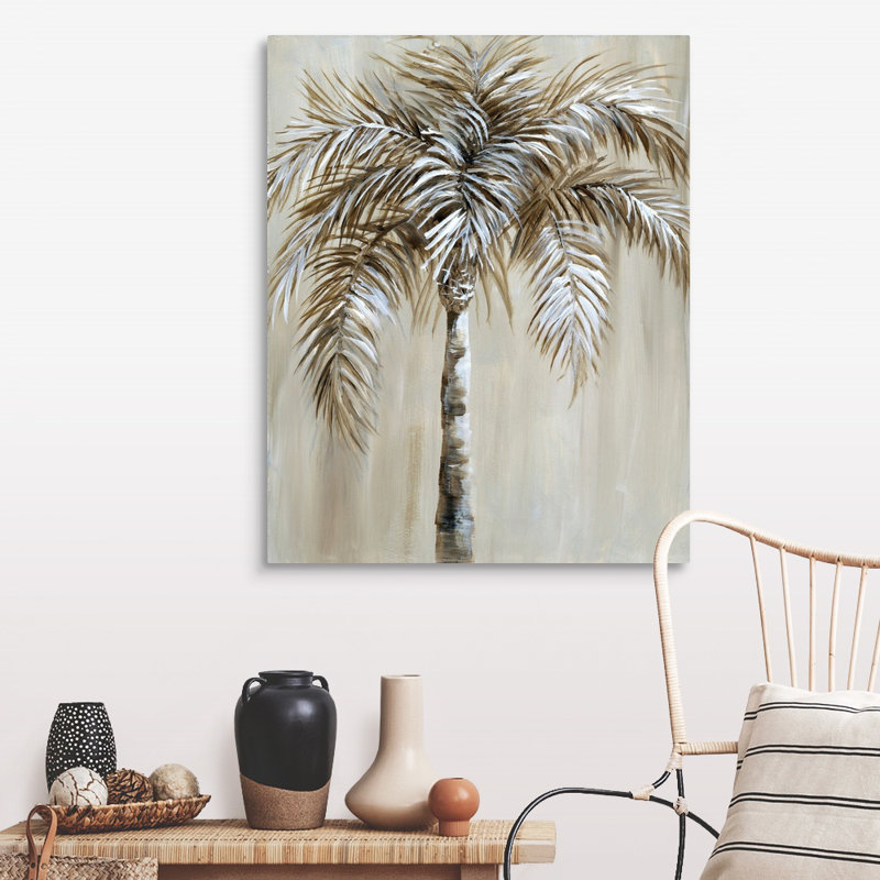 Palmier I, art mural sur toile, Toile tendue, H 40 po x l 32 po x P 1,25 po