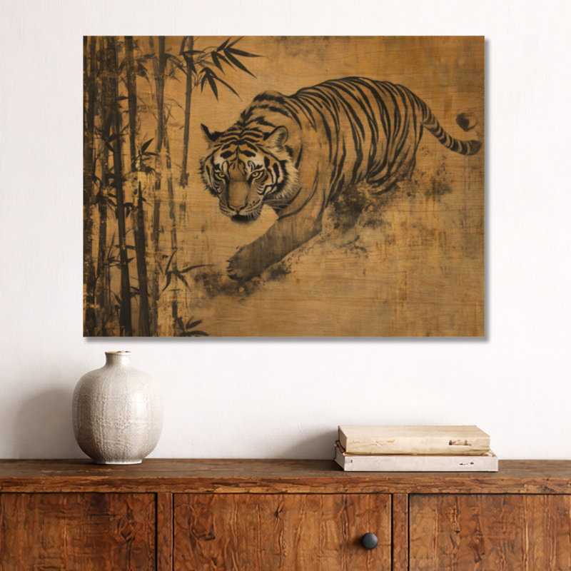 Kirsti I - art mural rond en bois botanique, 36" Round, Rond