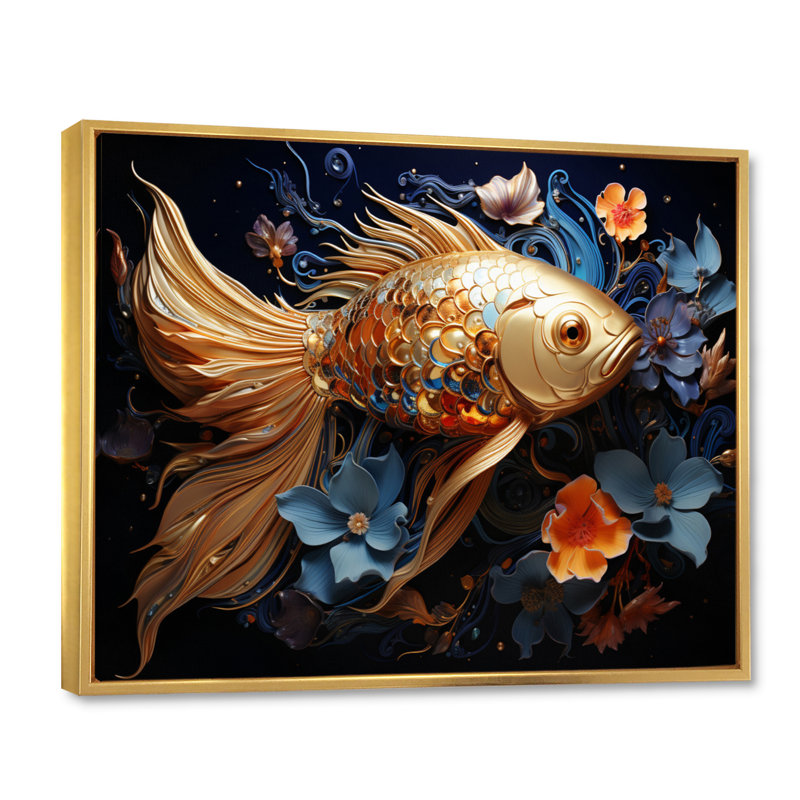Attalie pêche rêveuse profonde - imprimé, H 24 po x l 32 po x P 1 po, Cadre flottant doré