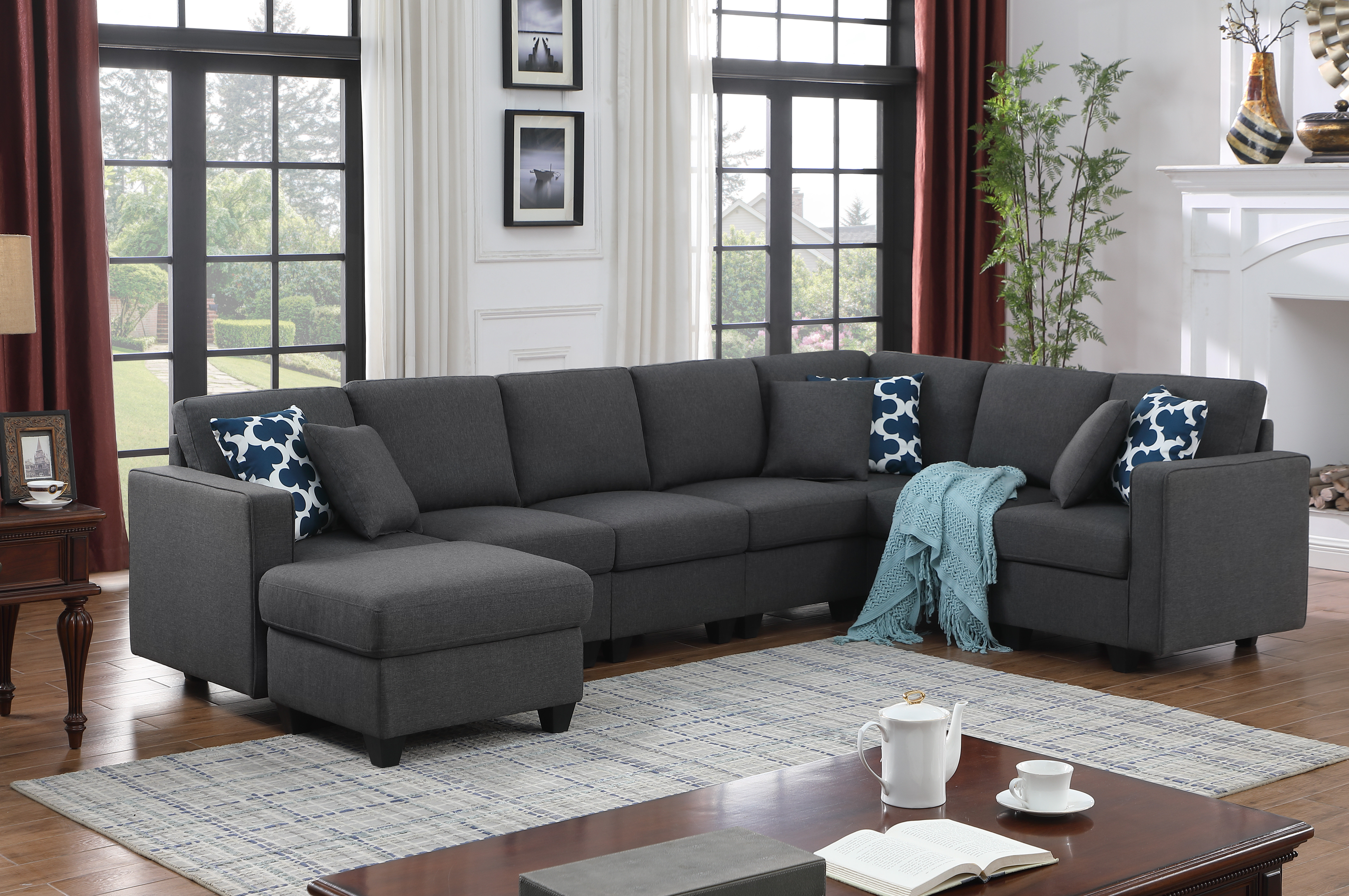 Latitude Run® Frank Reversible Modular Sectional Sofa with Ottoman ...