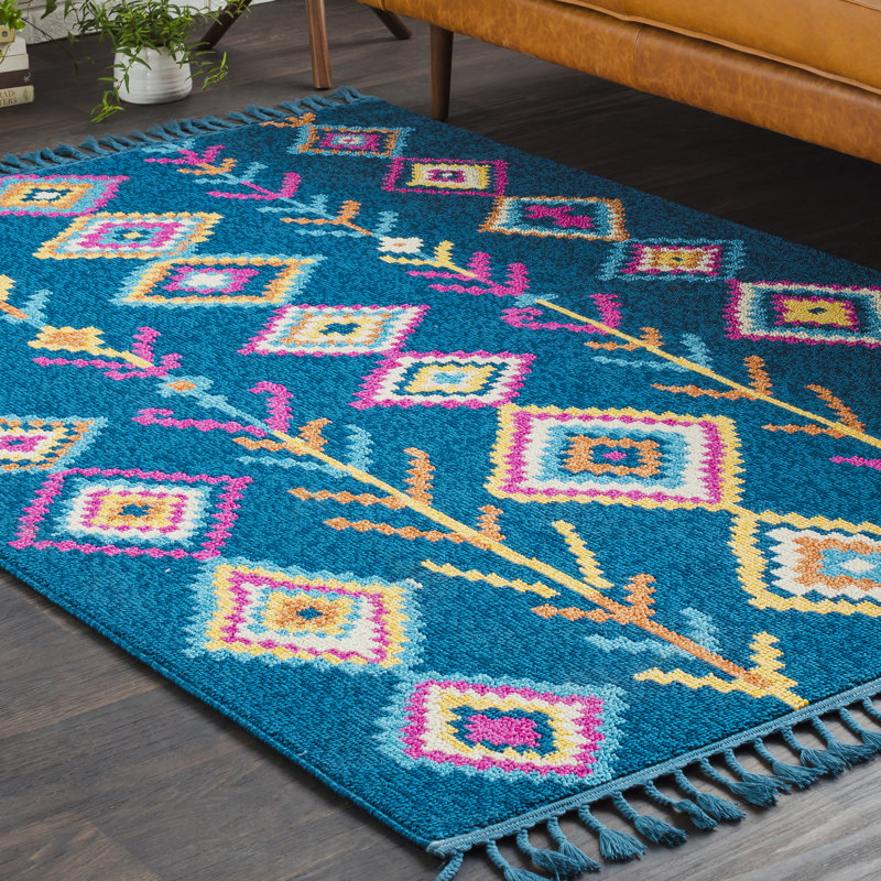 Tapis beige / bleu Alcantara, Rectangle 9 pi 3 po x 12 pi 1 po