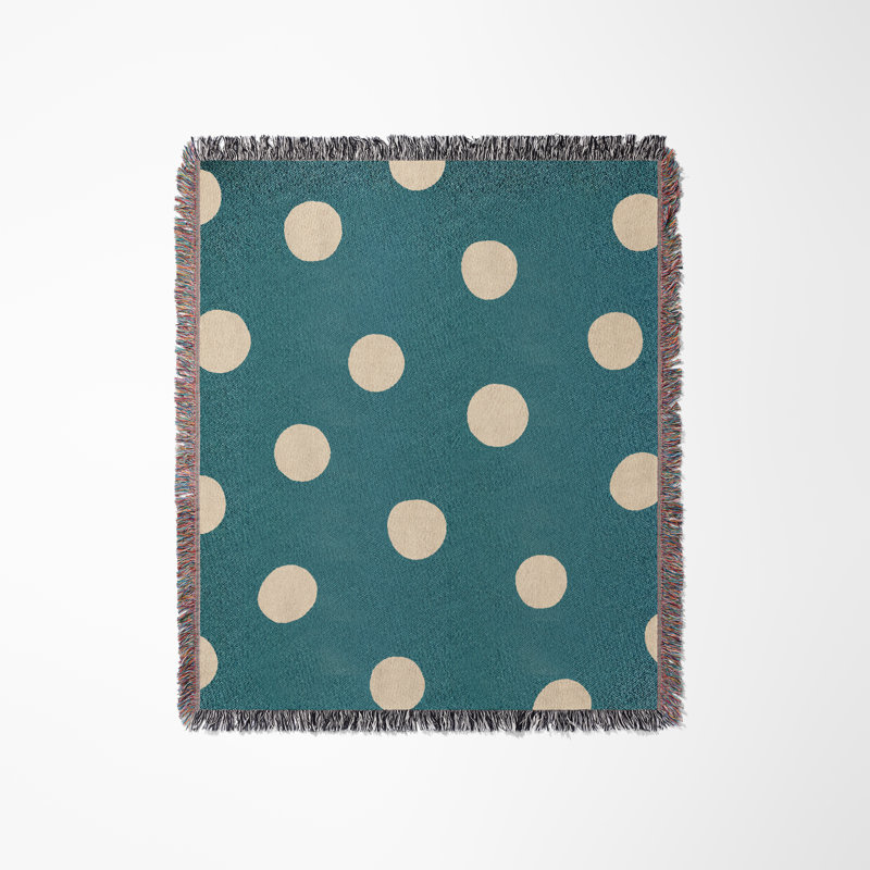 Couverture 100% coton à pois Leonore, 60 po x 80 po - Grand, Noir