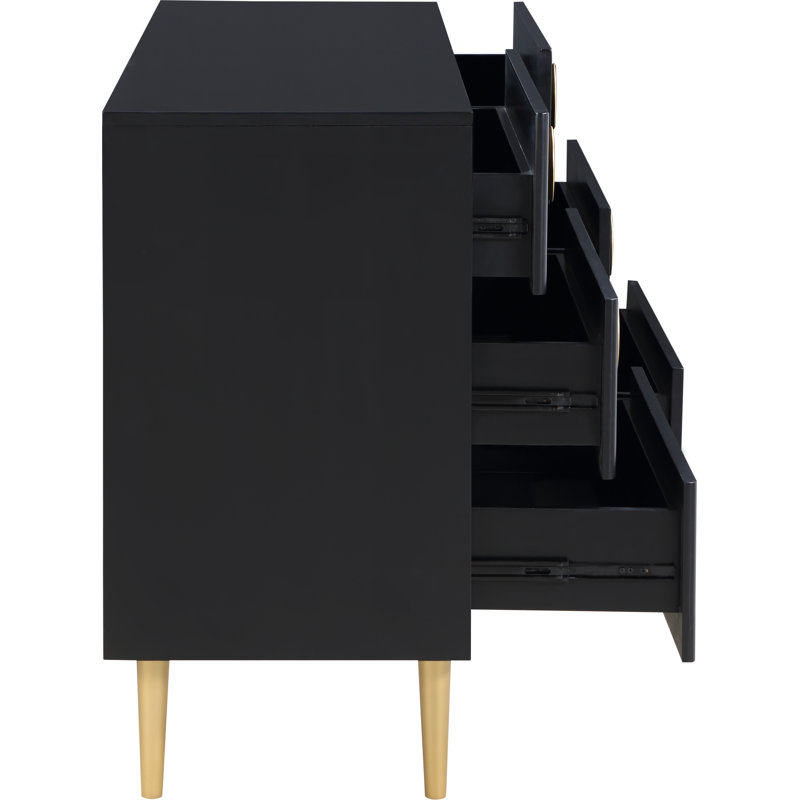 Zayne 6-Drawer Double Dresser, Black
