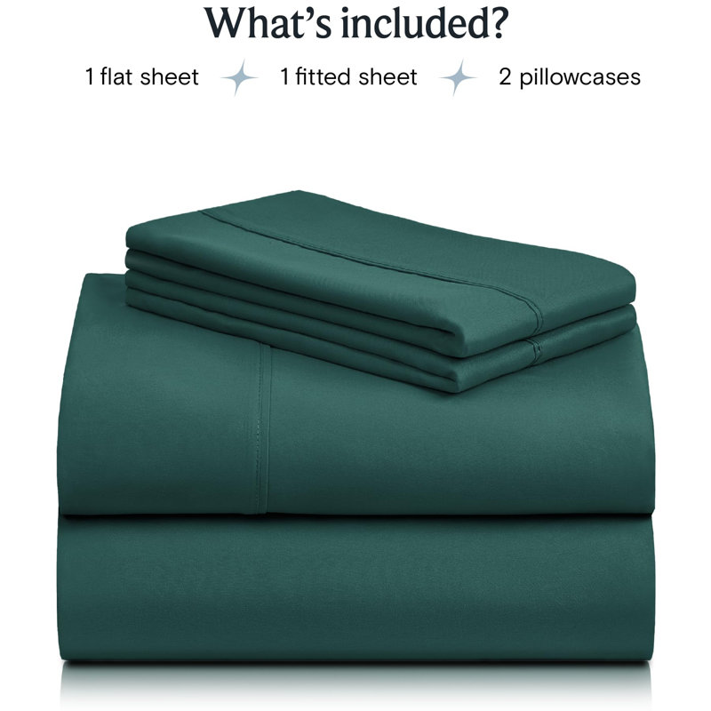 Luxclub 4 PC Emerald California King Silky Soft Cooling Extra Deep Pocket Performance Sheet Set, Emerald
