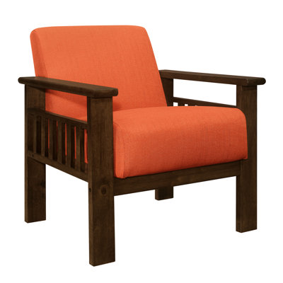 Modern Orange Accent Chair With Solid Wood Frame, Walnut Finish And Padded Back For Relaxing 1pc Upholstered Chair, Frame Nursery